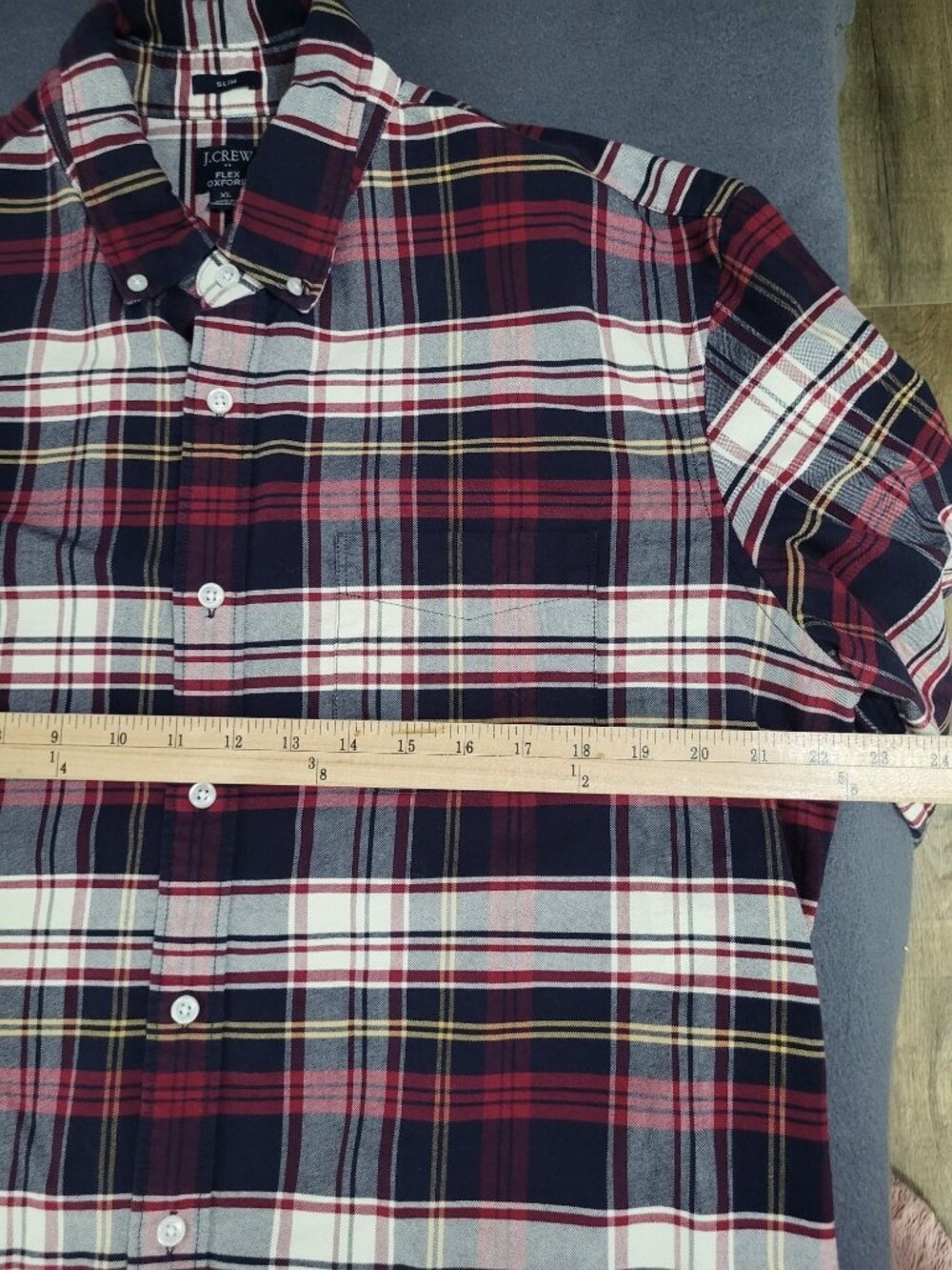 J. Crew Flex Oxford Slim Fit Plaid Button Down Dress Shirt Mens SZ XL - Picture 5 of 8